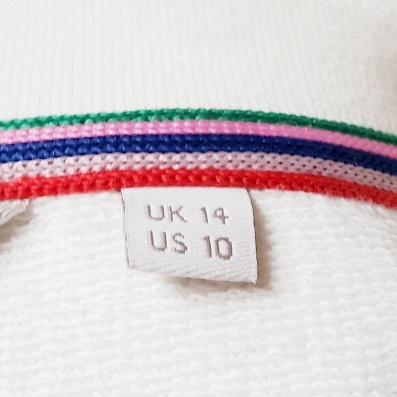 BODEN Ramona Sweatshirt Dress Long Sleeve Ivory Navy Blue Polka-dot 100% Cotton - Picture 11 of 12